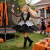 Halloween Spider Costume For Kids With Knit Fabric And Web Cloak For Stage Performance