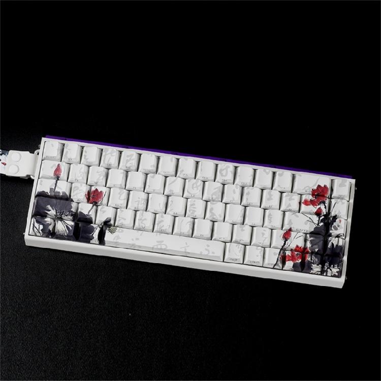 Professional PBT Keycaps MXes 60/68Keys Dyes Sublimated Plums Flower Pattern Ergonomic OEM Profile Computer Access