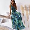Women's Boho Floral V Neck Maxi Long Dress Ladies Summer Beach Swing Sundress
