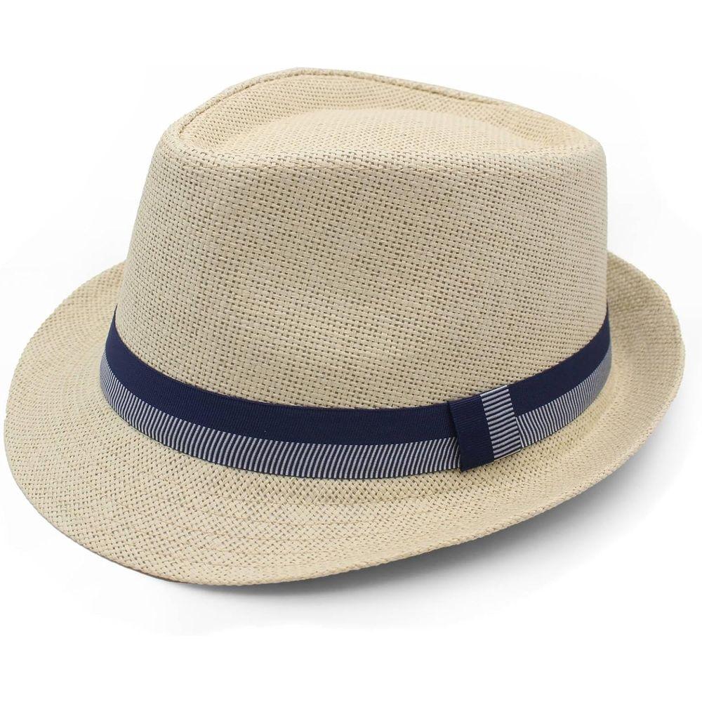 Summer Panama Hat with Short Brim - Unisex Stylish Derby Trilby for Beach Sun Protection