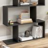 Zigzag Bookcase Shelf Contemporary Design 80L x 23W x 192H cm 6 Levels Black