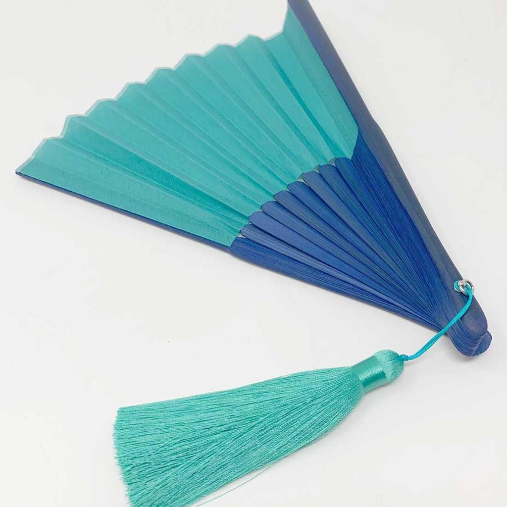 [Nishikawa Shoroku Shoten] Summer Fan with Fan Case, Two-Tone Design, Bi-Color, Women's, Ladies, byCOLOR, Handcrafted, Green X Navy, Mother's Day