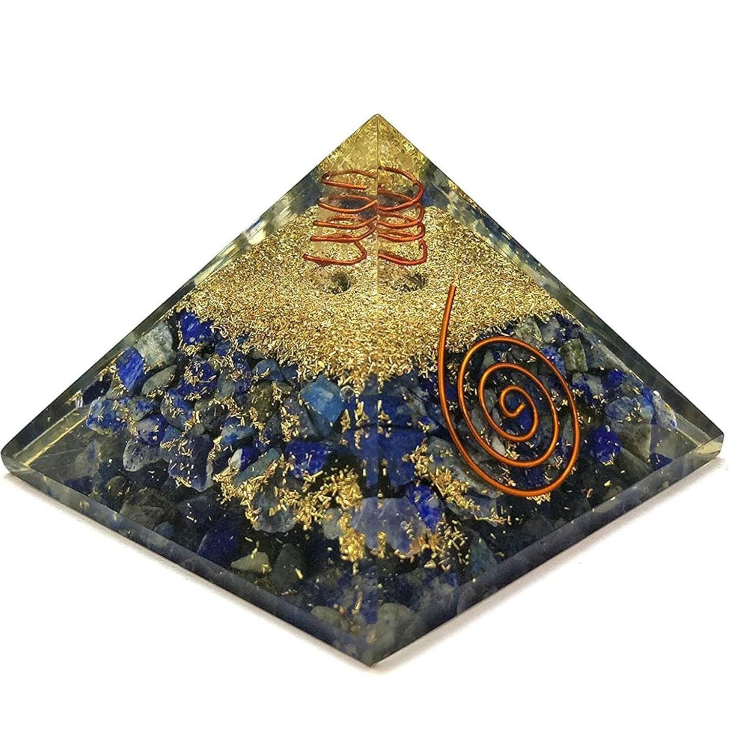 Lapis Lazuli Orgonite Pyramid – Third Eye & Throat Chakra Healing Crystal – for Study Focus, Communication Skills & Meditation