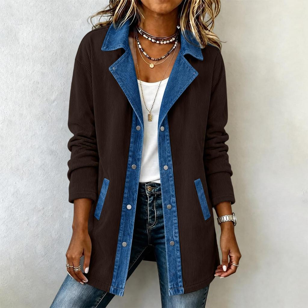 Women's Casual Denim Patchwork Jacket for Daily Wear