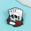 Versatile Halloween Skull & Flowers Brooch: Horror Style Metal Badge for Backpack or Clothing