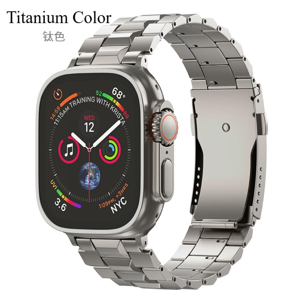

Бизнес титановый ремешок для Apple Watch Series 10 46 мм 42 мм 45 мм 44 мм iWatch Ultra 49 мм браслет SE с застежкой-черепахой съемный титановый ремешок Ultra1/2 49mm