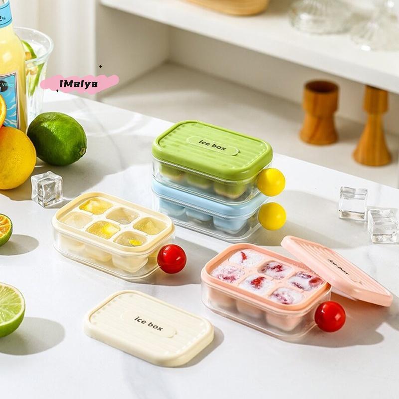 6-Grids Mini Ice Cube Tray with Lid Easy Release DIY Ice Mold Removable Lid Home Kitchen Barbecue Ice Making Tool