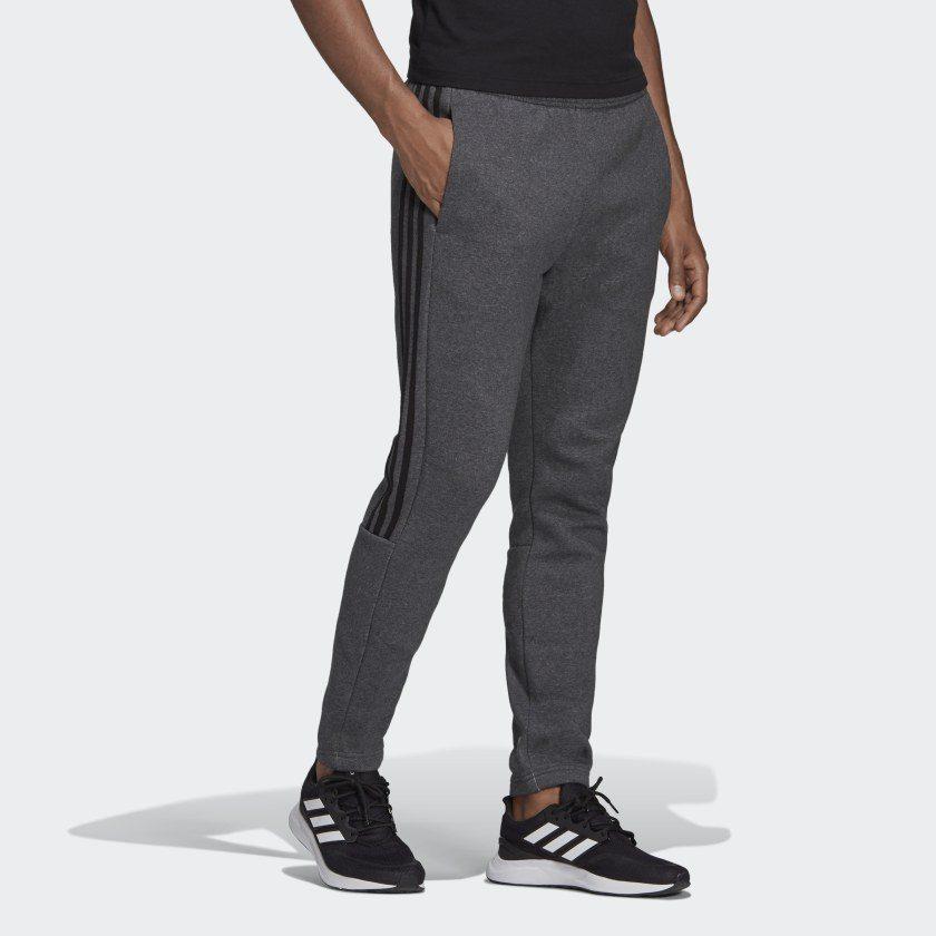 Adidas Knitted Sweatpants Men's Gray Moderate Straight Fit Pants EI9006