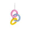 DIY Hamster Climbing Rope Toys Handcrafted Chew-Proof Bird Rope Swing Colorful Triple Ring Hanging Swing Cage Exercising