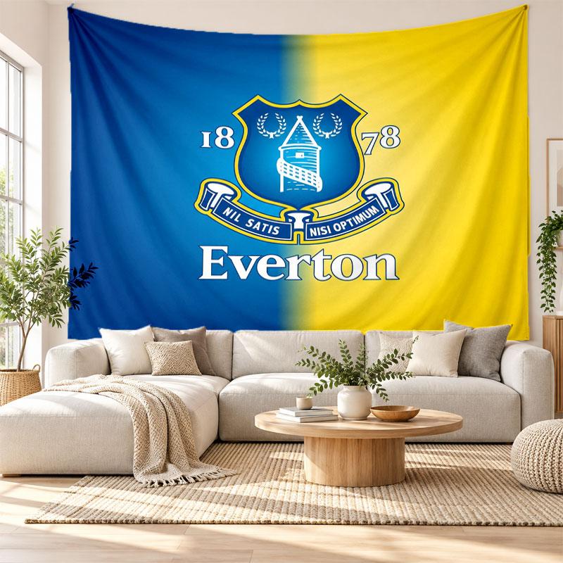 Nástěnná tapiserie Everton Football, Závěsná dekorace na zeď z měkké látky, Dekorativní pozadí pro ložnici, Domácí nástěnné umění