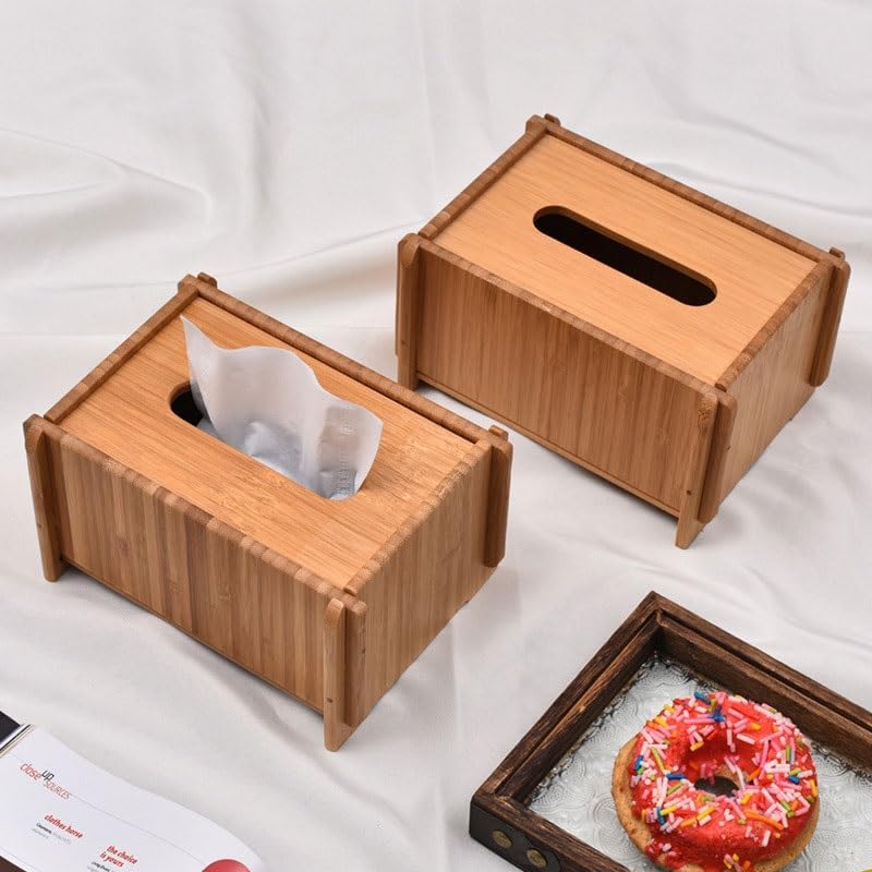 Wooden Paper Box Multi Functional Desktop Tissue Storage Box Paper Holder for Bathroom, Bedroom, Dinner Table, Office