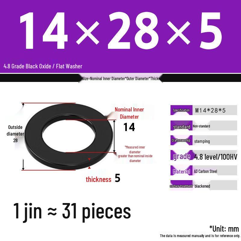 Blackened Enlarged Thickened Metal Washer - M3-M42