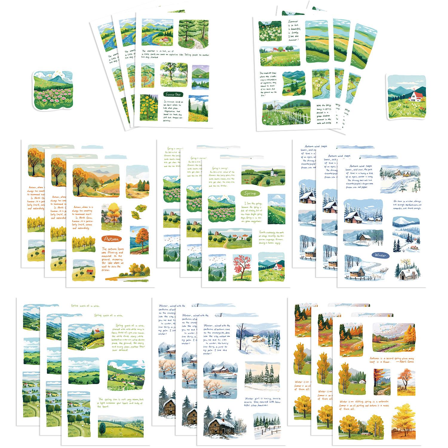 

8 INS Четыре сезона и Коллаж Четыре сезона Практичное DIY Украшение Украшение для чехла мобильного телефона Водонепроницаемые наклейки