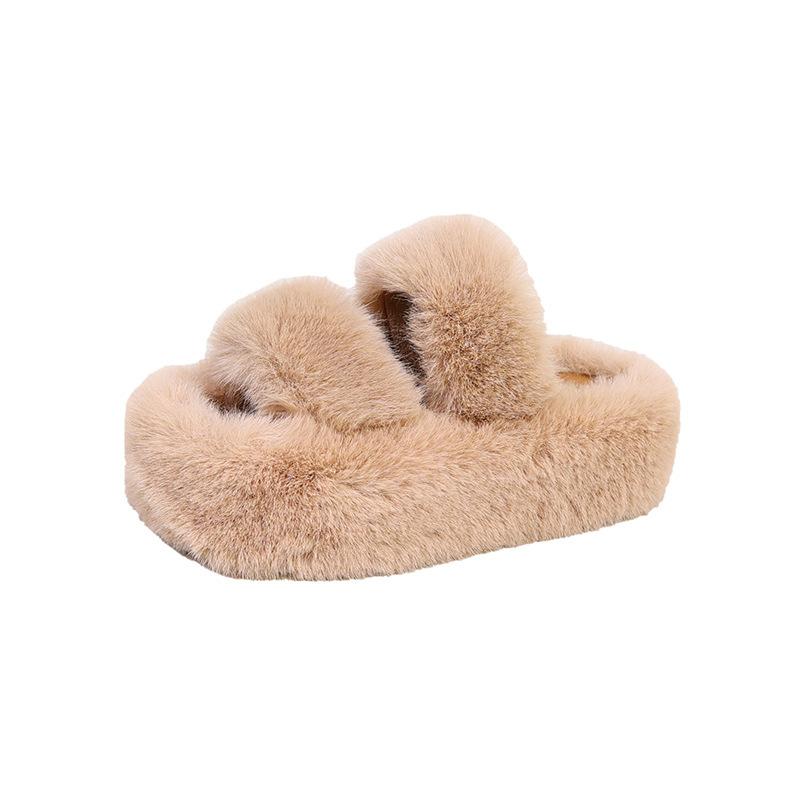 

Thick-soled wool slippers for women wear 2025 new autumn and winter lazy home high-end plush cotton slippers 41