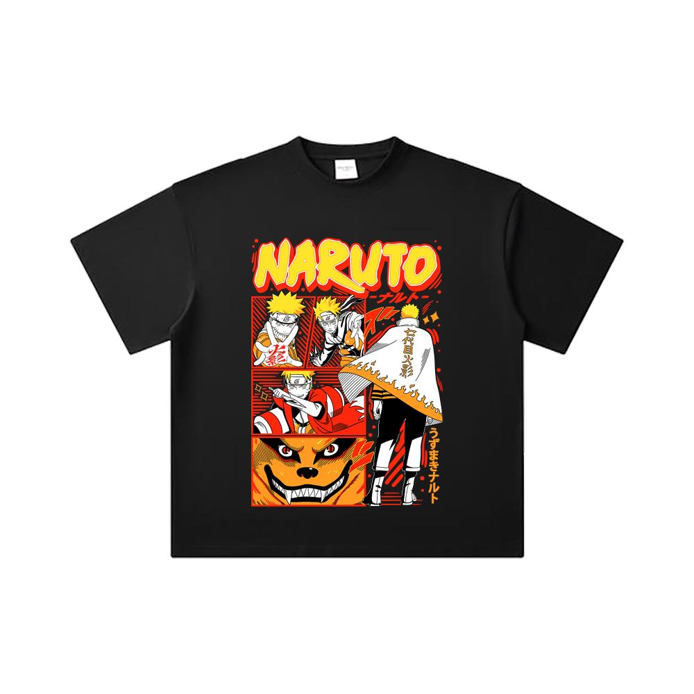 260 GSM Double Yarn 32 Count 100% Cotton Naruto V2 Hokage Print Unisex Heavy Cotton T Shirt