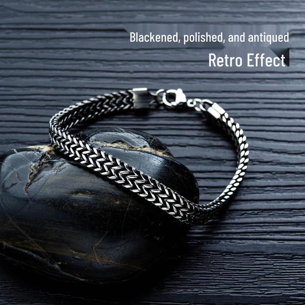 Men's Retro Dragon Bone Titanium Steel Bracelet - European & American Style, Versatile Trendy Student Accessory