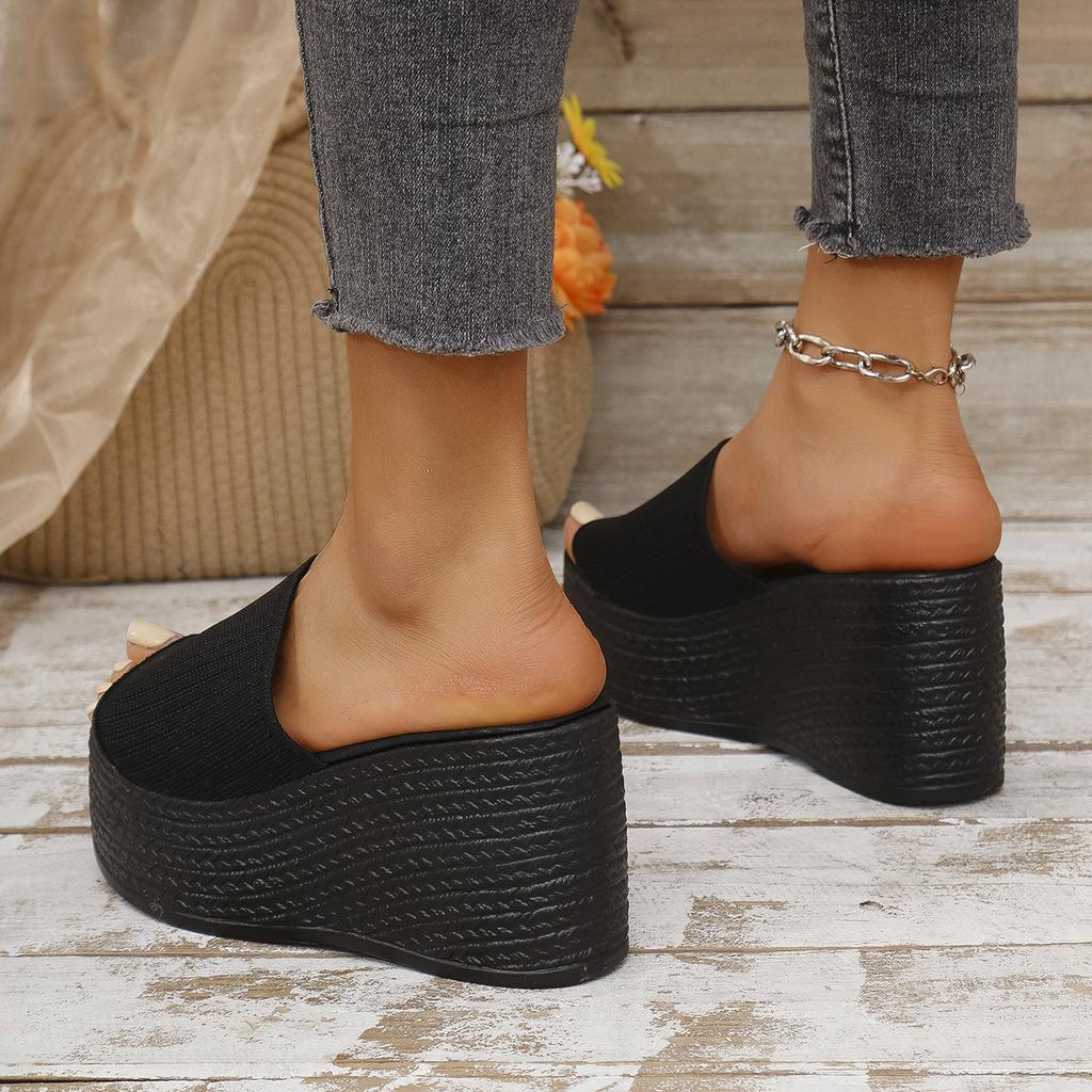 Women's Wide Width Slippers 2025 Fashion Thick Sole Platform Slide Sandals with Fish Mouth Design