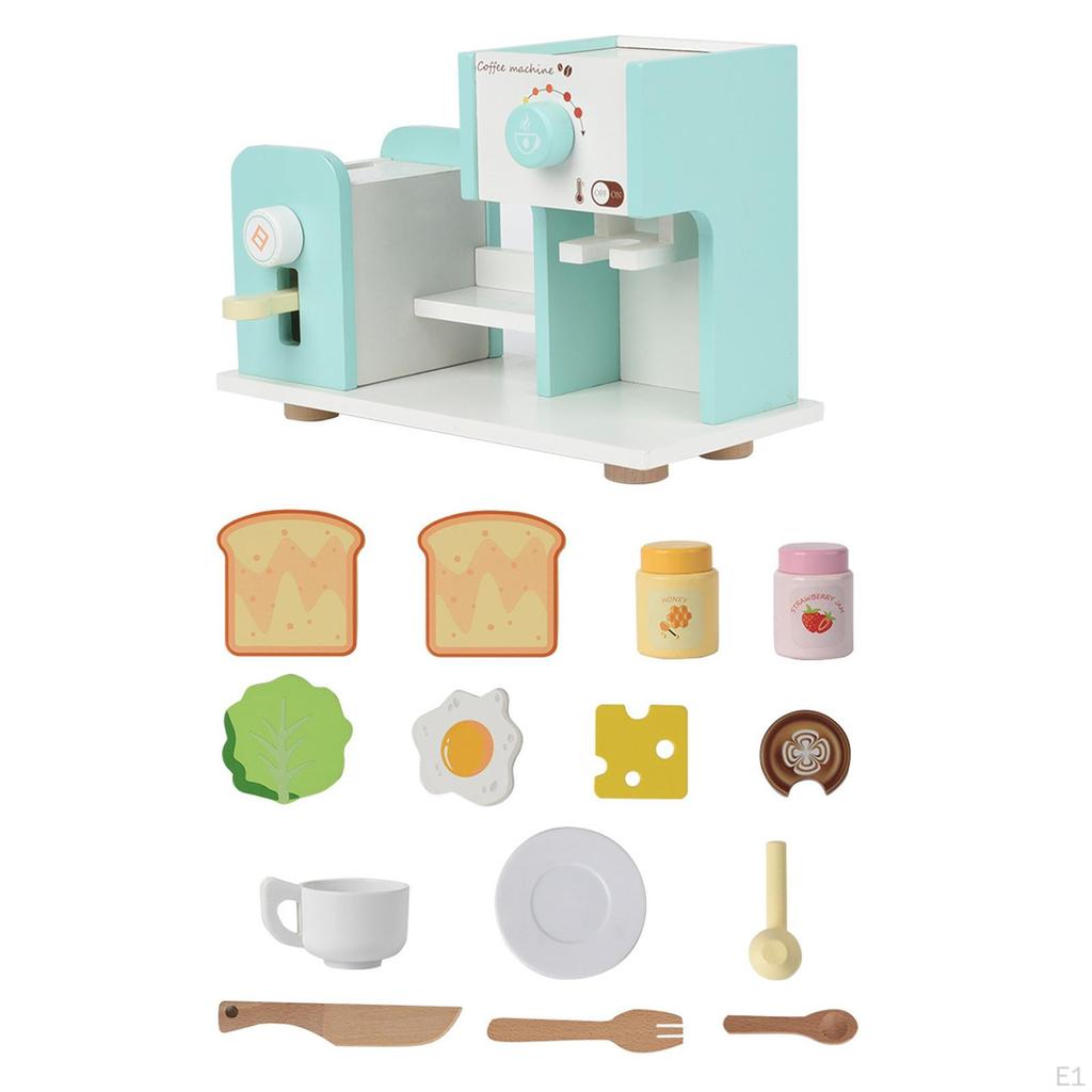 Kids Wooden Coffee Maker Toy for Age 3+ Creative Ideal Gift Hand Grasping Ability Accessories