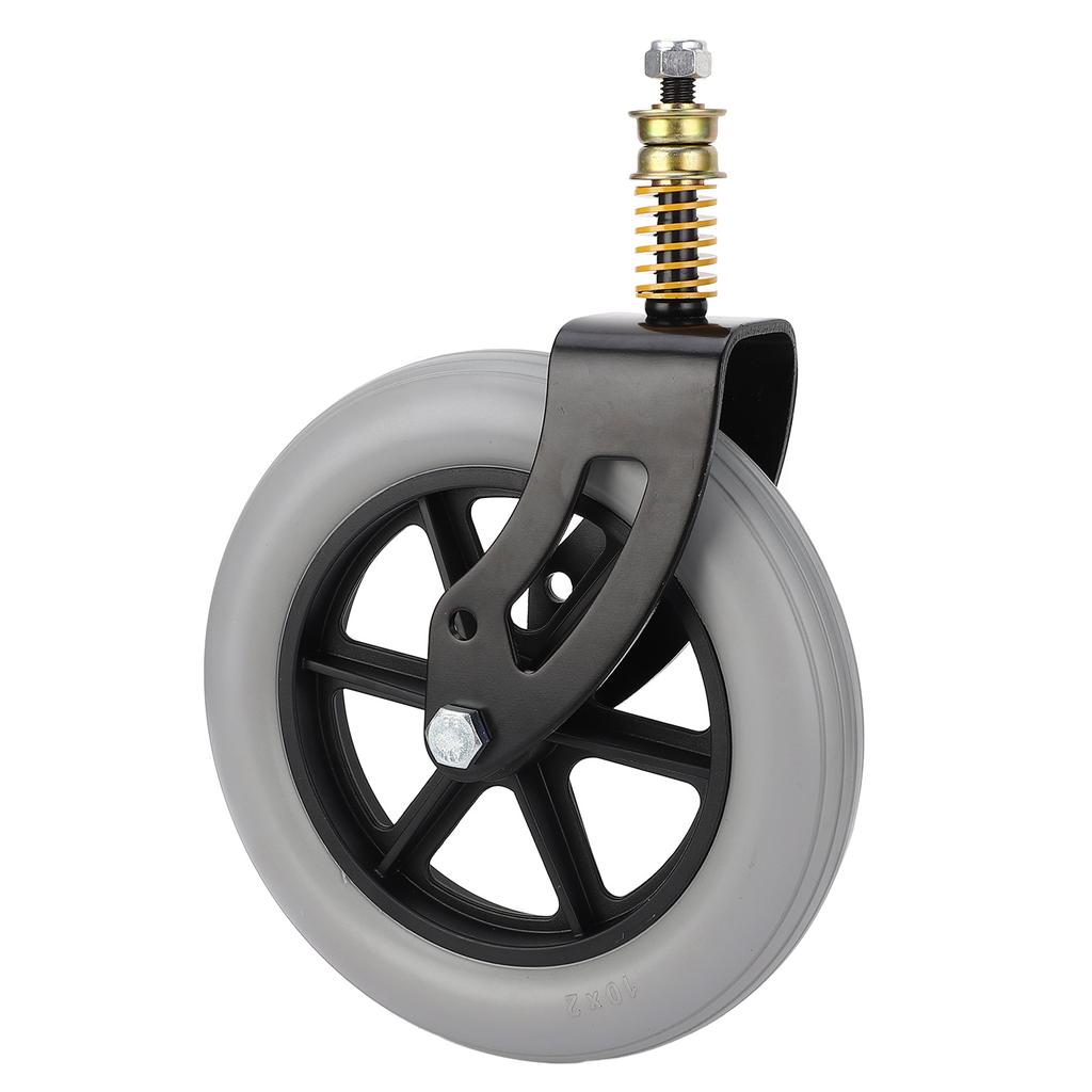 Wheelchair Caster Assembly Front Universal PU Hub Solid Spring Shock Absorber Wheel 10 X 2in