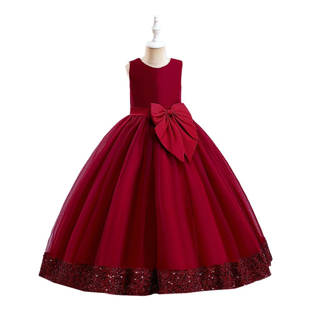 Girls' Formal Sequin Mesh Flower Princess Dress for Big Kids