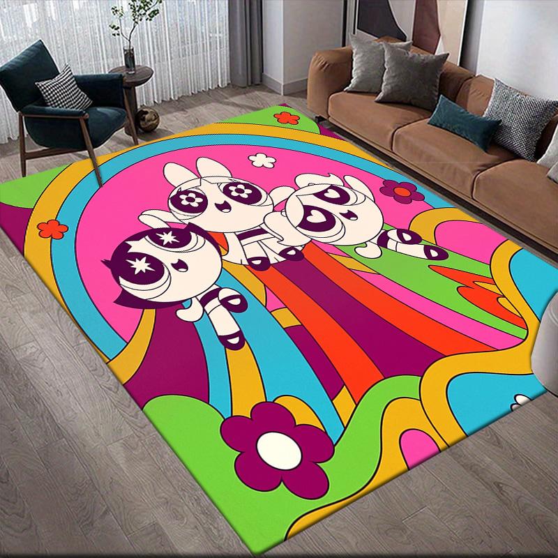 

The Powerpuff Girls in different poses anti-slip floor mat, rectangular carpet for game room and living room 60x90cm