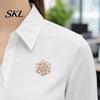 Sweater Brooch Pin Faux Pearl Rhinestone Flower Brooch, Retro Lapel for Wedding Party Bridal Shower, Women Girls Clothing Jewelry Accessories