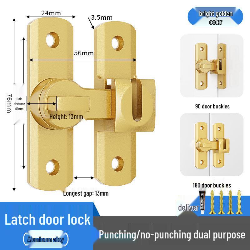 No-Drill Surface-Mounted Anti-Theft Sliding Door Latch for Bathrooms and Hotel Rooms