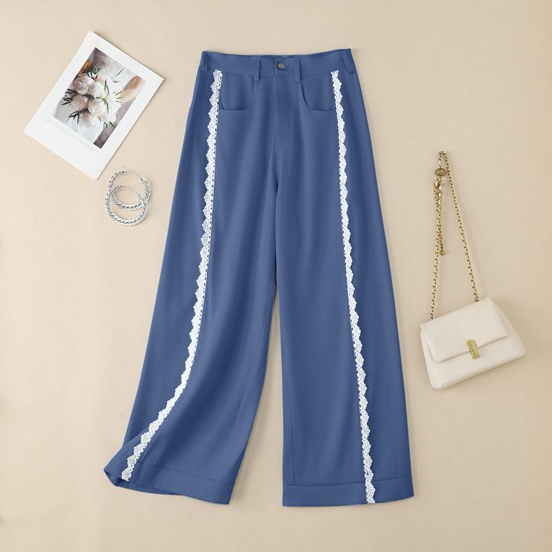 ZANZEA Women Casual Lace Patchwork Loose Straight Pants