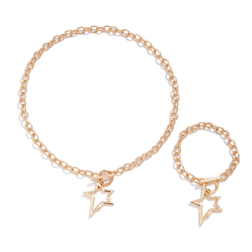 Love Star Necklace Set Women'S Necklace Exaggerated Metal Hollow Street Auction Jewelry