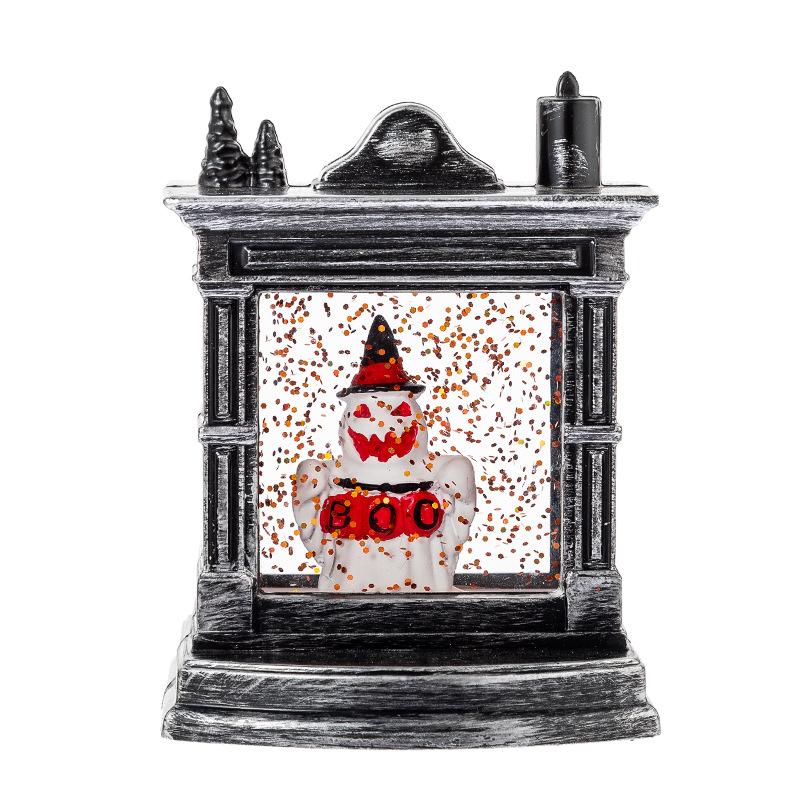 Halloween Fireplace Lamp Pumpkin Lantern Ghost Lamp Ghost Festival Skull Wind Lamp Halloween Night Light Desktop Ornament
