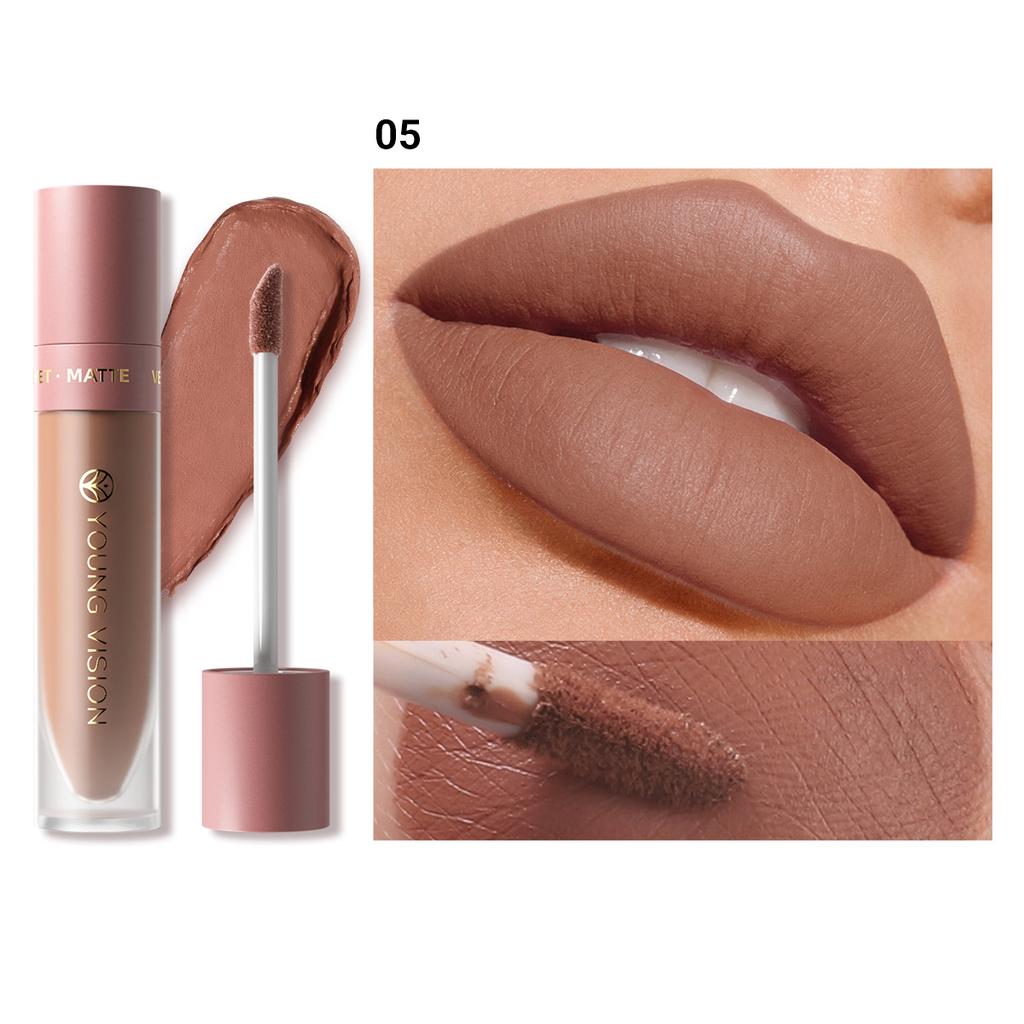 1PC Waterproof Lip Glaze 8 Colors Velvet Matte Long-lasting Transfer-proof Easy Application Matte Lip Gloss