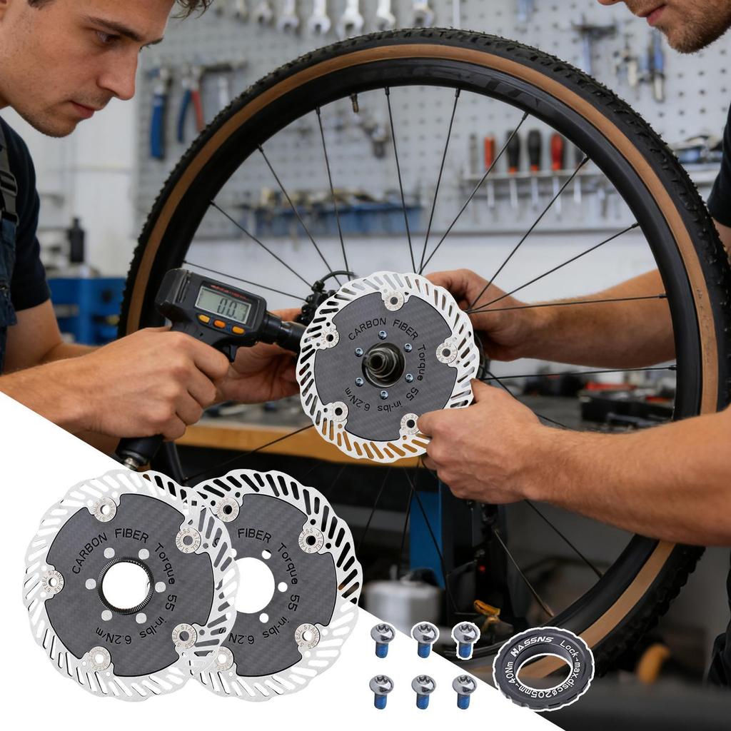 140mm/160mm Bike Carbon Fiber Disc Brake Rotor Six-Bol/ Center Lock Cycling Brake Rotor Mountain Road Bicycle Floating Brake Pad