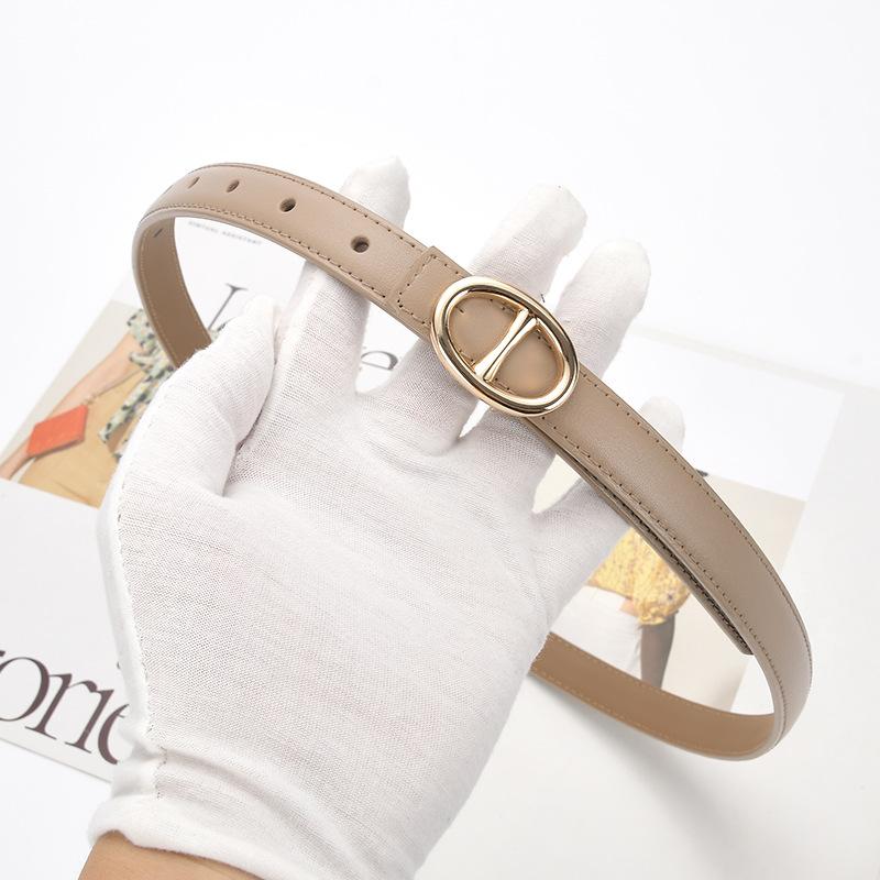 

Женский ремень, Овальная пряжка «свиной нос», Гладкая пряжка, Тонкий ремень, Простой для джинсов, Костюма, Платья, Ремень, Женский трендовый 105cm