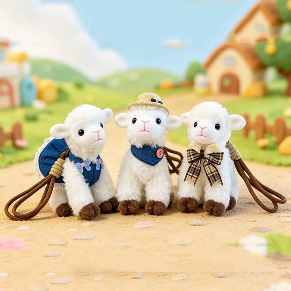 Kawaii Xinjiang Baby Lamb Doll PP Cotton Sheep Plush Keychain Standing Lamb Pendant Car Pendant