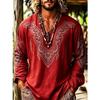 T-shirt casual da uomo a maniche lunghe con stampa
