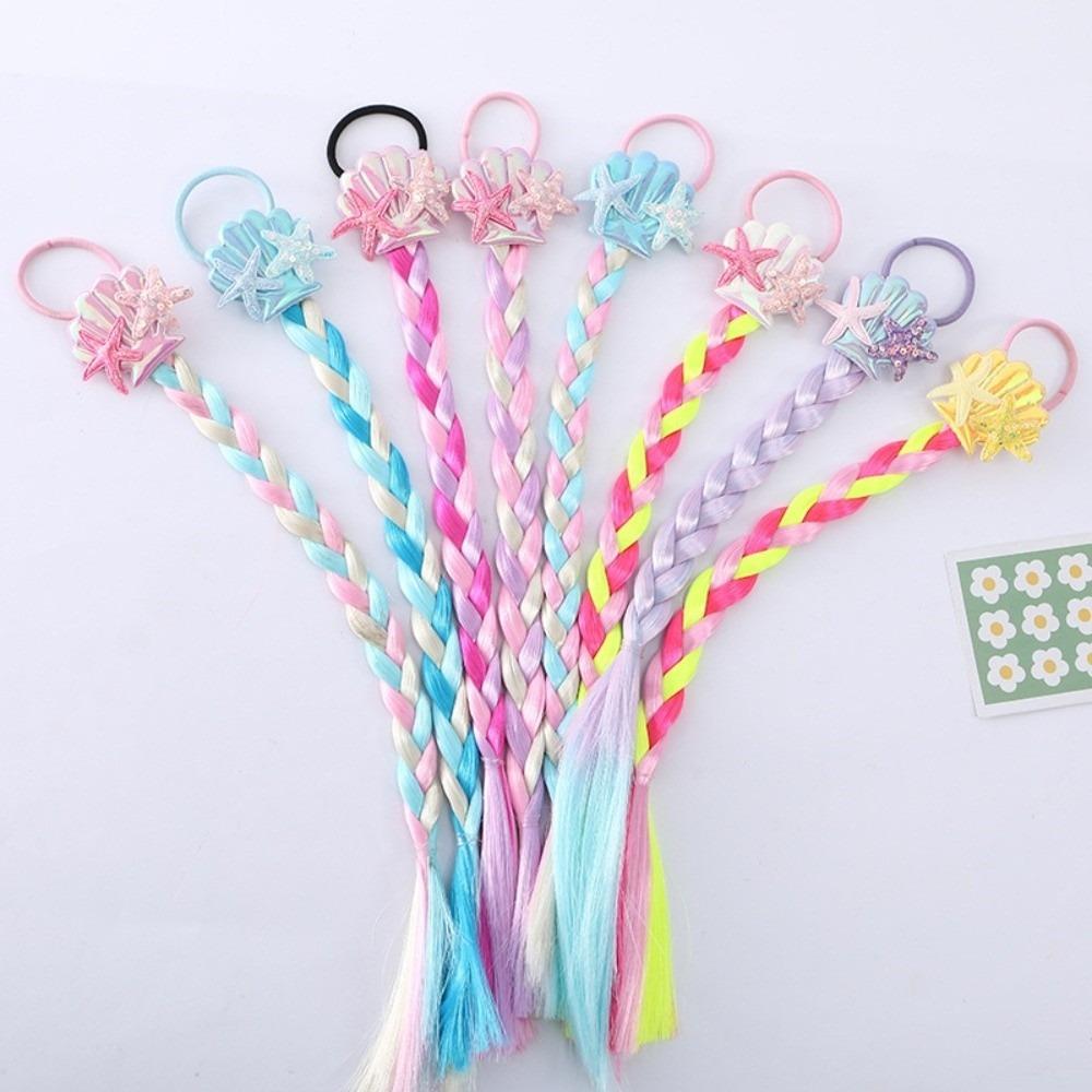 Colorful Girls Twist Braids Hair Synthetic Baby Wig Hairbands Ponytail  Party