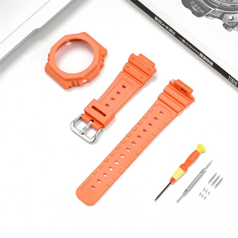 

Для Casio G-SHOCK Octagon Farm Oak GA-2100 TPU Refit прозрачный ремешок для часов корпус силиконовый ремешок для часов ga2100 мужской браслет