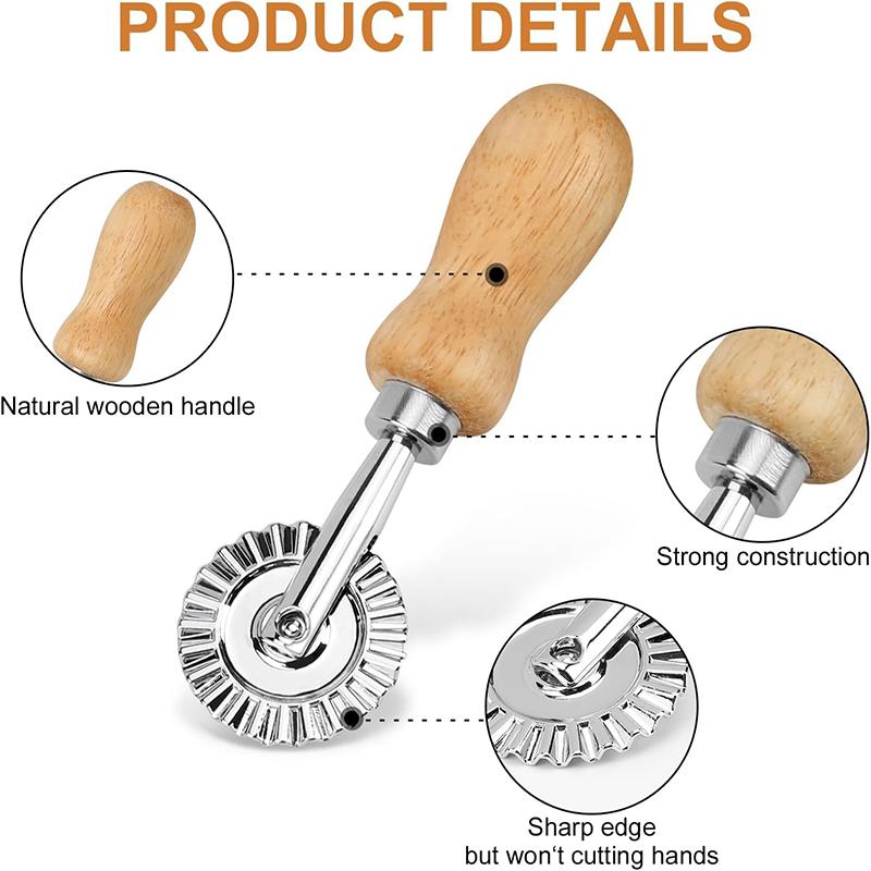 Ravioli Stempelmacher Schneider mit Holzgriff Edelstahl Plätzchenausstecher Nudelpresse Ravioli Maker Form Gebäck Pizza Rad