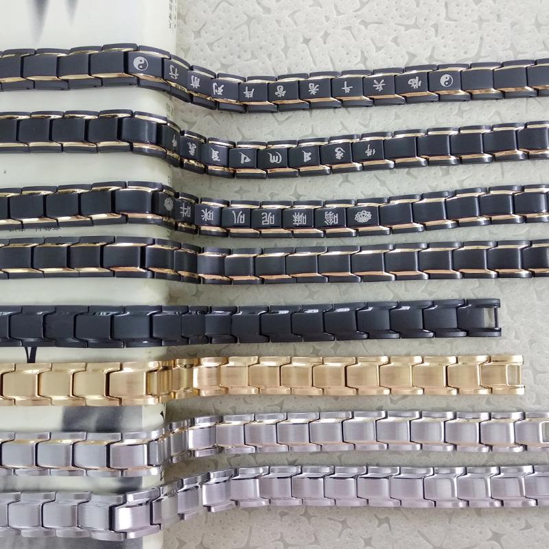 Schwarz-Gold Edelstahl Magnetisches Armband mit Germanium und Negativ-Ionen Uhrenarmband