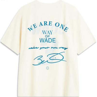 Li Ning Wade Series Bedrucktes Buchstaben Rundhals Bequemes Atmungsaktives Kurzarm T-Shirt Unisex Oberteile Off-White AHSU401-2