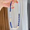 Natural Freshwater Pearl White Crystal Lapis Lazuli Design Sense Necklace Collarbone Chain Sweater Chain