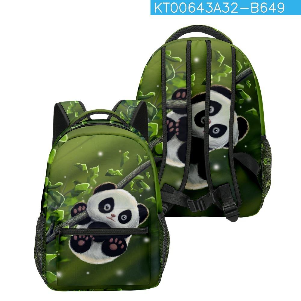 Hip Hop Kpop Jugendliche Schultaschen Unisex Niedliche Panda-Reisetaschen 3D-Druck Oxford Wasserdicht Notizbuch Schulrucksäcke