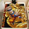 Son Goku Anime Printed Flannel Blanket, Ideal for Bed Sofa Chair, Picnic Travel Use, Warm Home Decor -HE28