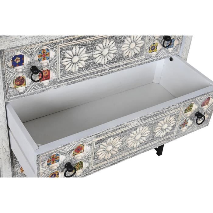 Commode En Céramique Et Bois De Manguier - Blanc - 80 Cm