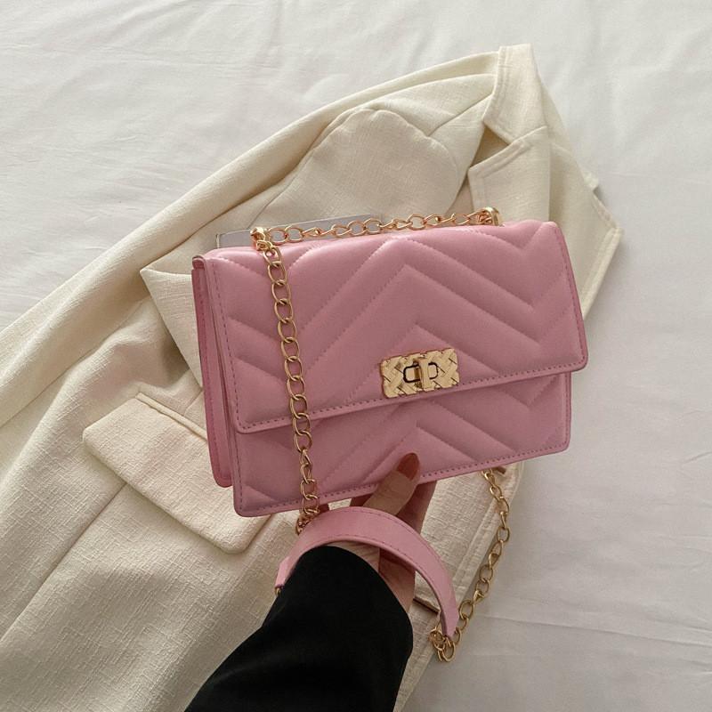 Stylish Solid Color Chain Bag For Women Casual Fashion Spring 2024 With Quilted Design