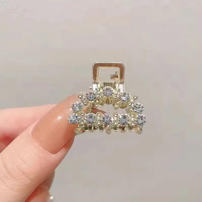 Bow Rhinestone Pearl Mini Hair Clip - Women's Small Shark Grip Hairpin