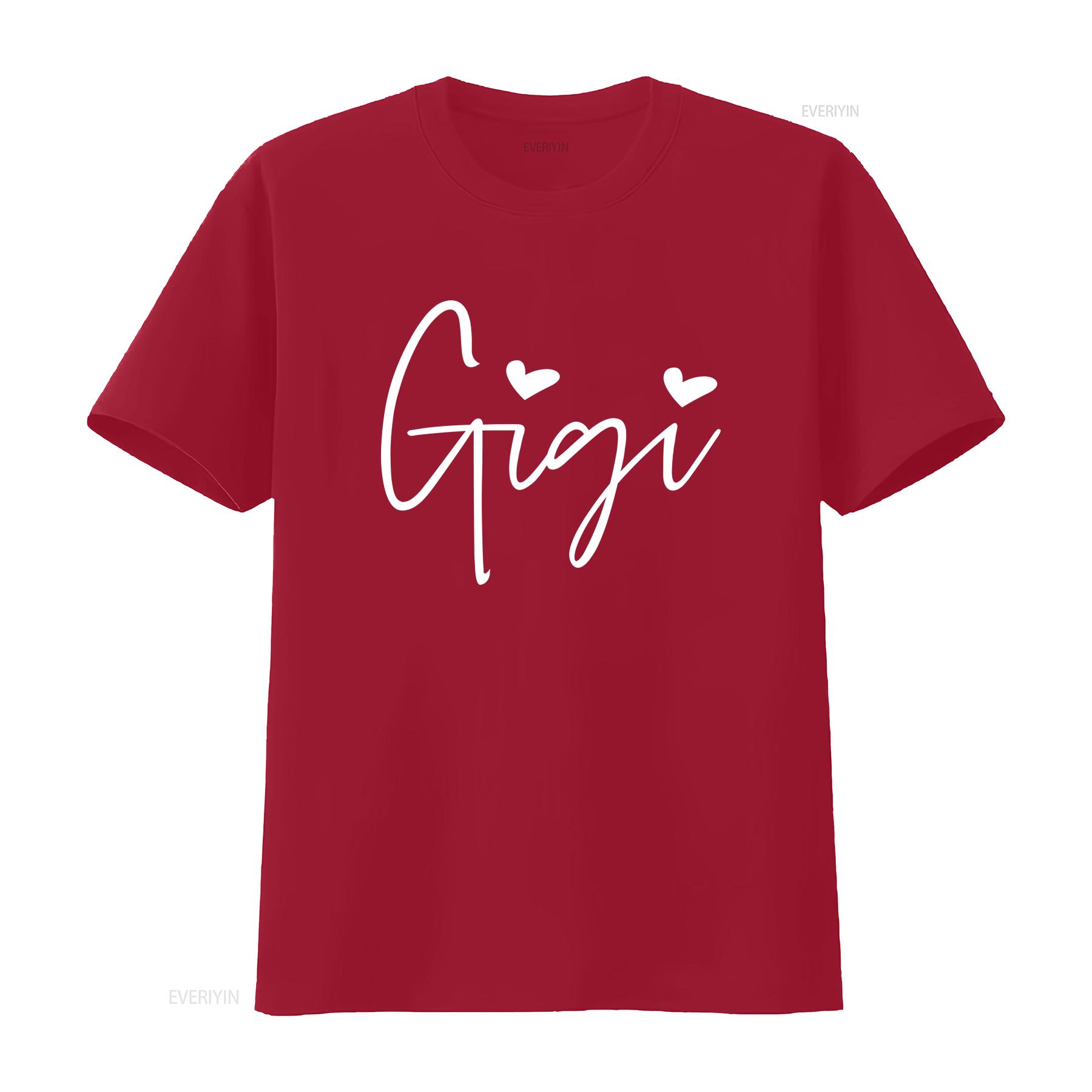 

Womens Gigi HearT T Shirt for Grandma Cute Funny Tops vintage Washed Top For Everyday Wear designer clothes Casual Comfortable S