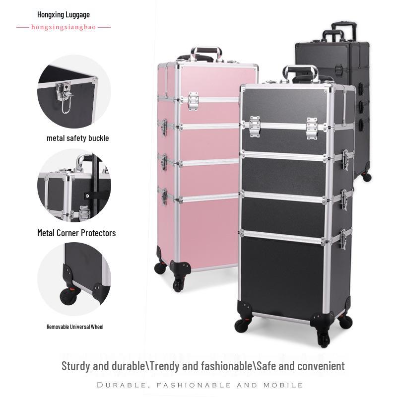 Lockable Multi-Layer Makeup Trolley Case for Nail Art & Beauty