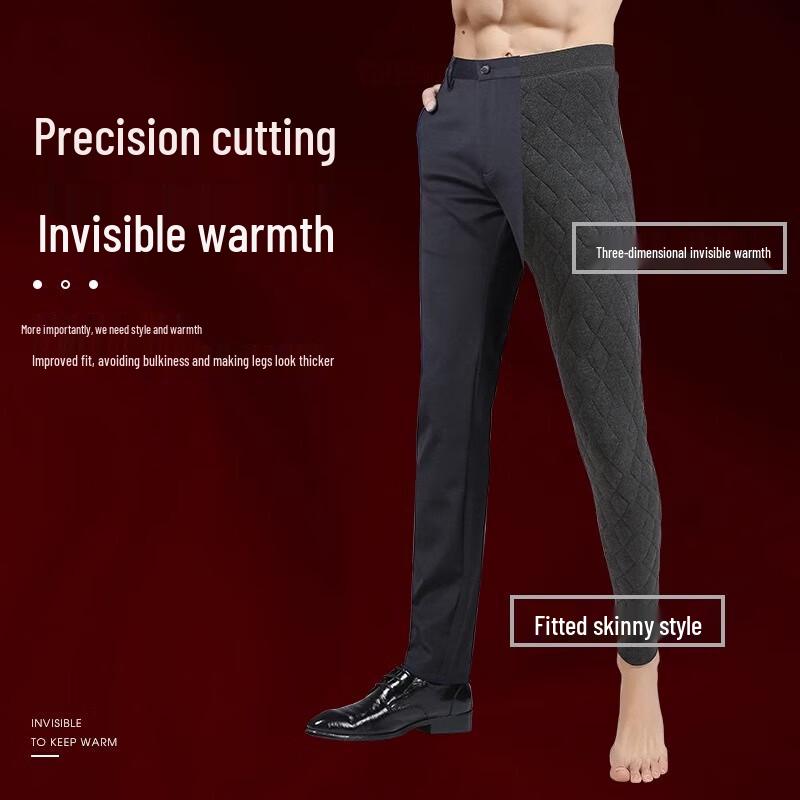 Men's Thickened Plaid Thermal Pants with Lamb Fleece Lining