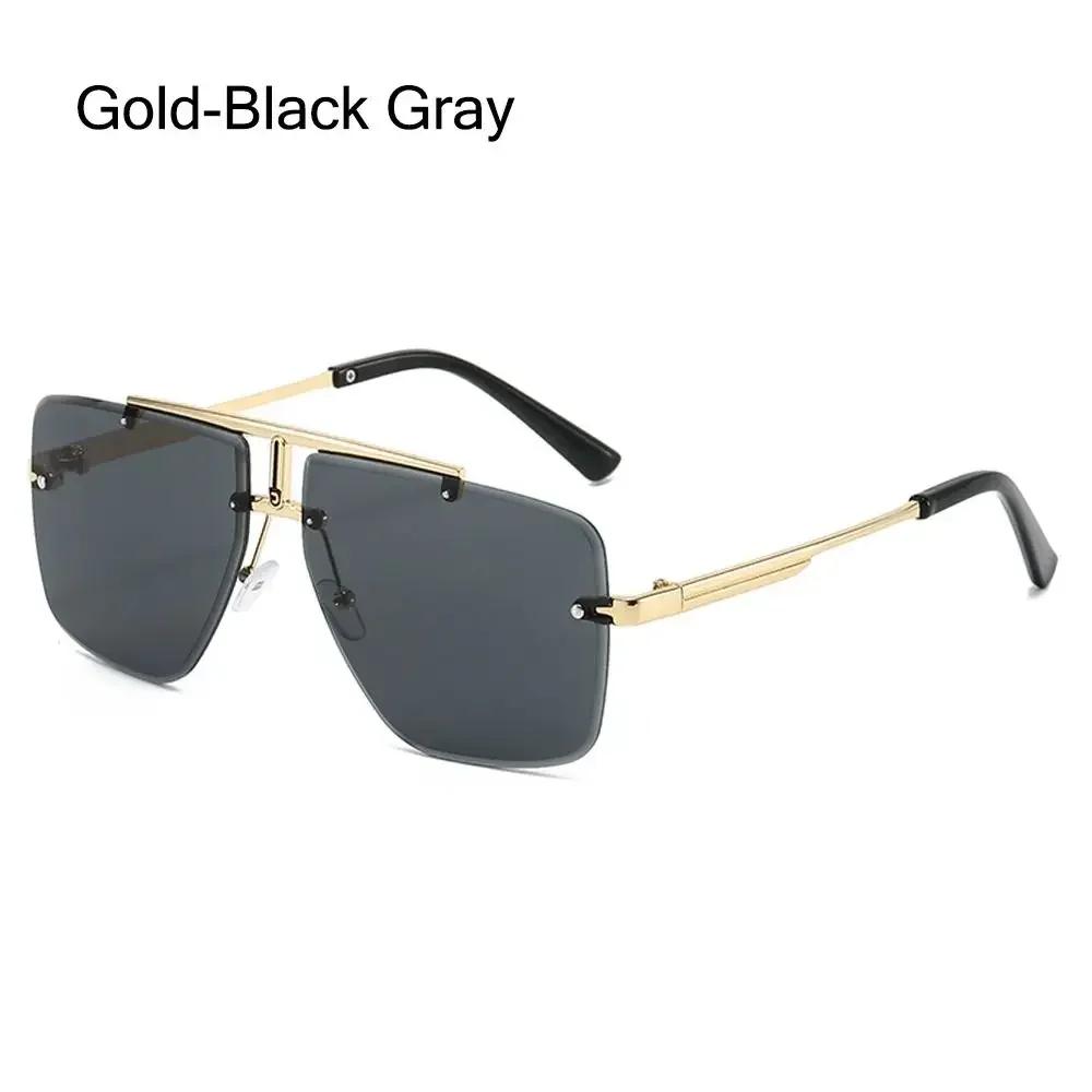 

9 Colors Oversized Double Bridge Sunglasses Frameless Square Frame Men s Shades UV Protection Rimless Gradient Lens Sun Glasses